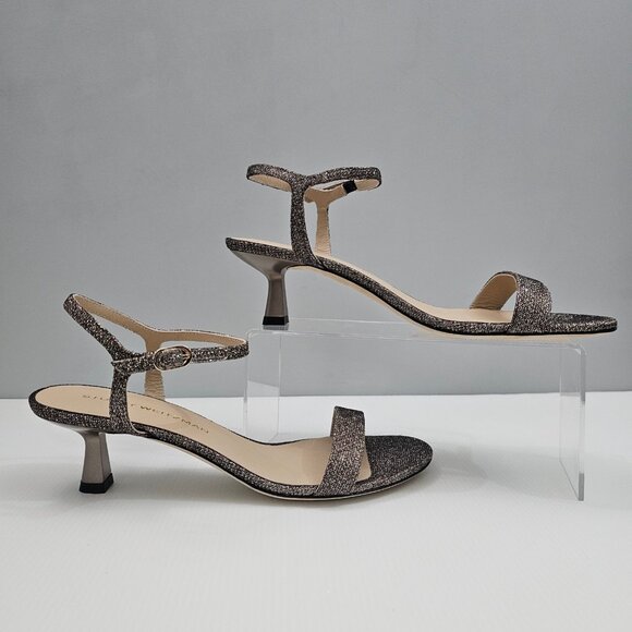 NEW Stuart Weitzman Minimalist 50 Sandal Womens 11 Metallic Pyrite Sparkle Heels - Picture 3 of 14
